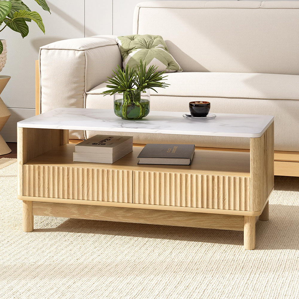 Toolangi Coffee Table, Wood and White