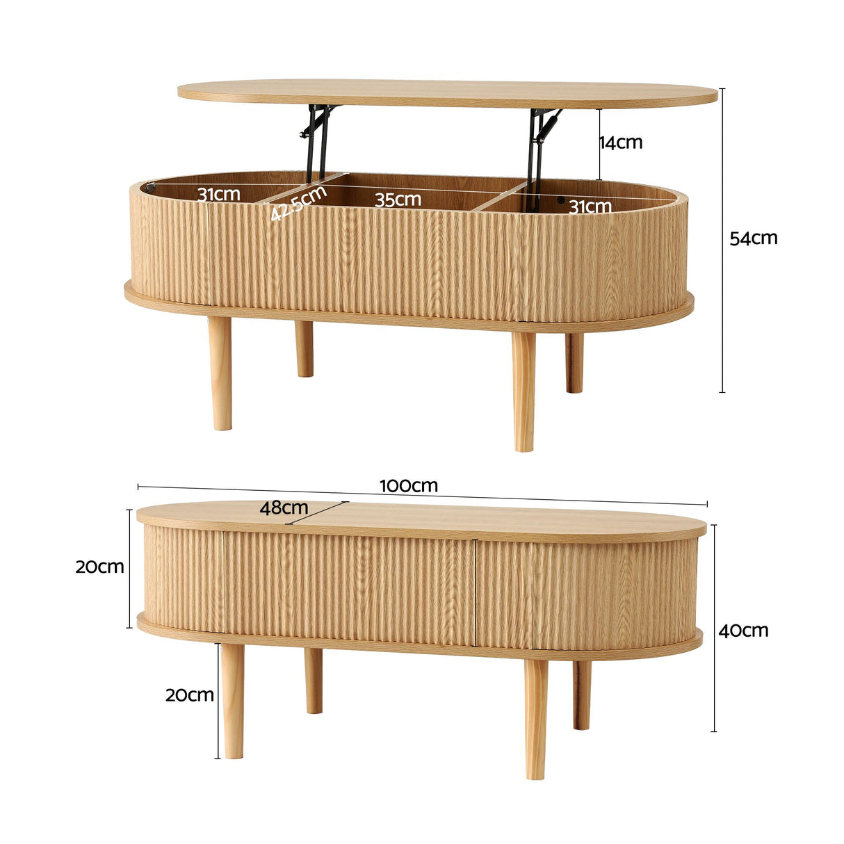 Yering Lift Top Coffee Table, Natural