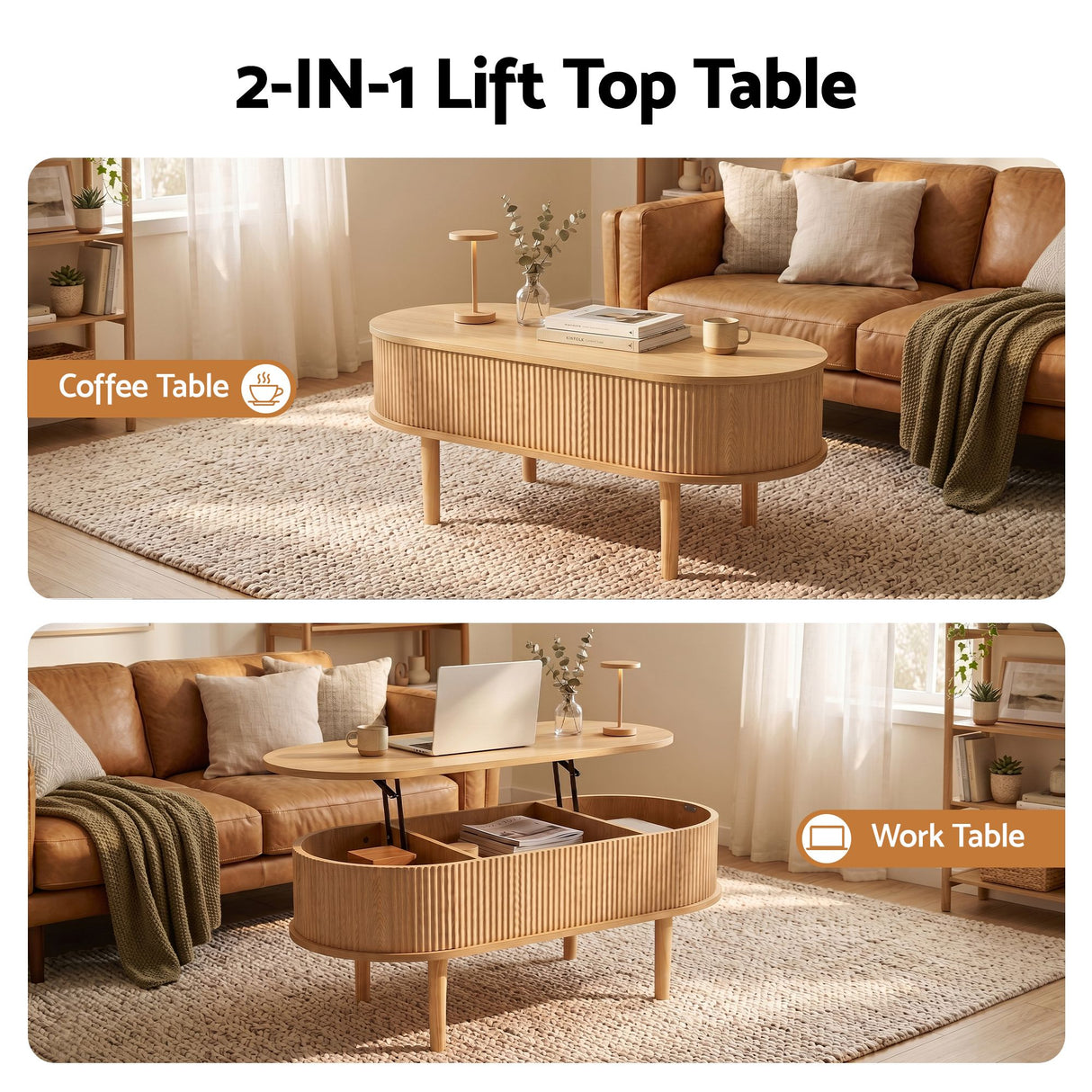 Yering Lift Top Coffee Table, Natural