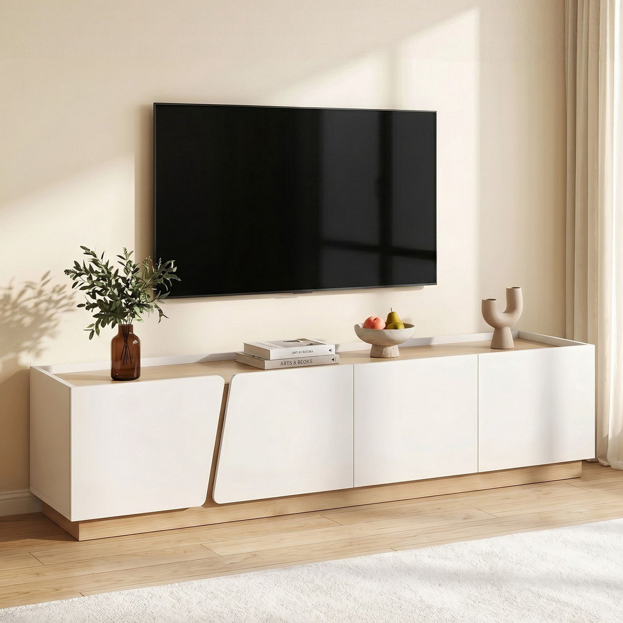 St Marys 180cm Entertainment Unit, White and Oak