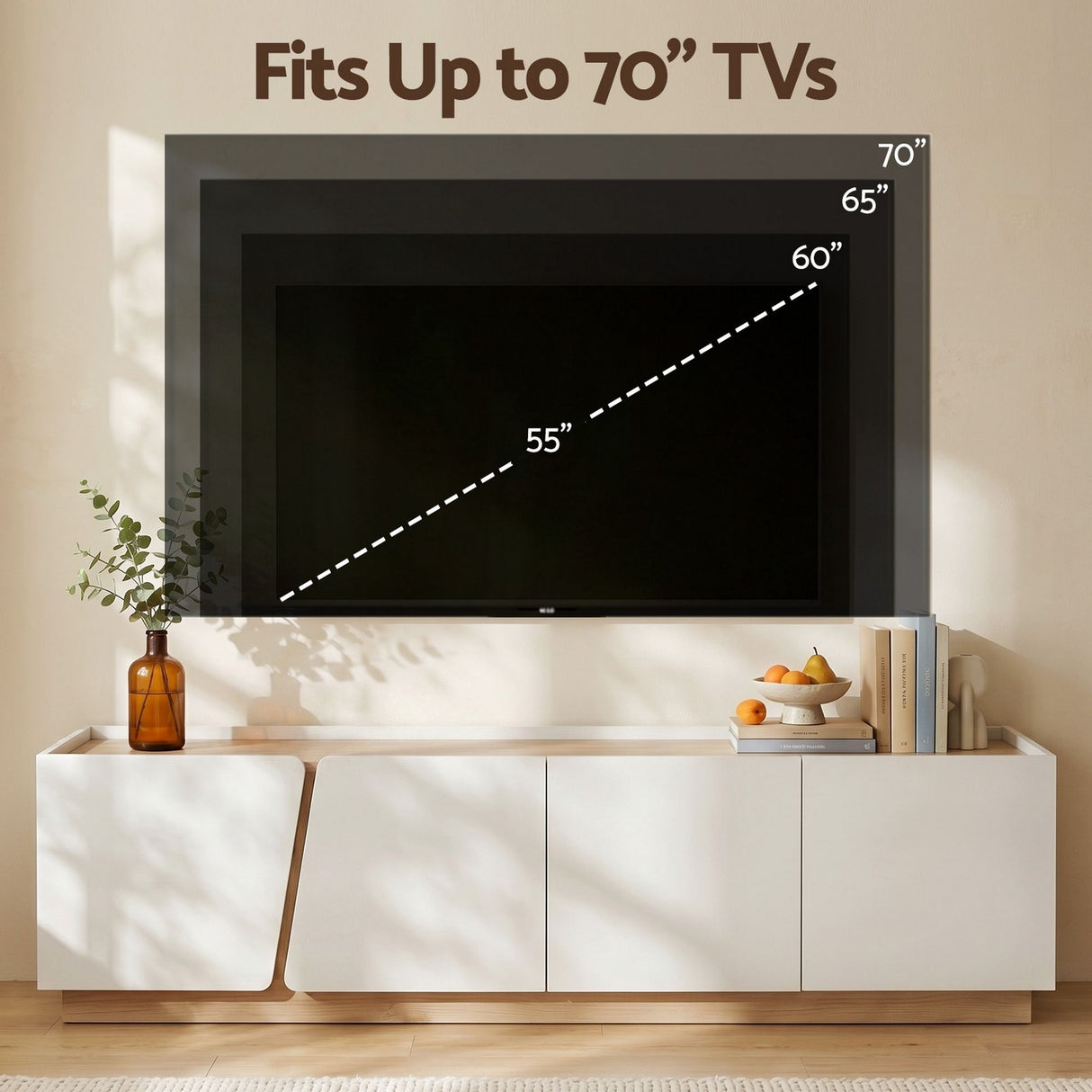 Artiss 180cm TV Unit Storage Cabinet Living Room White & Pine