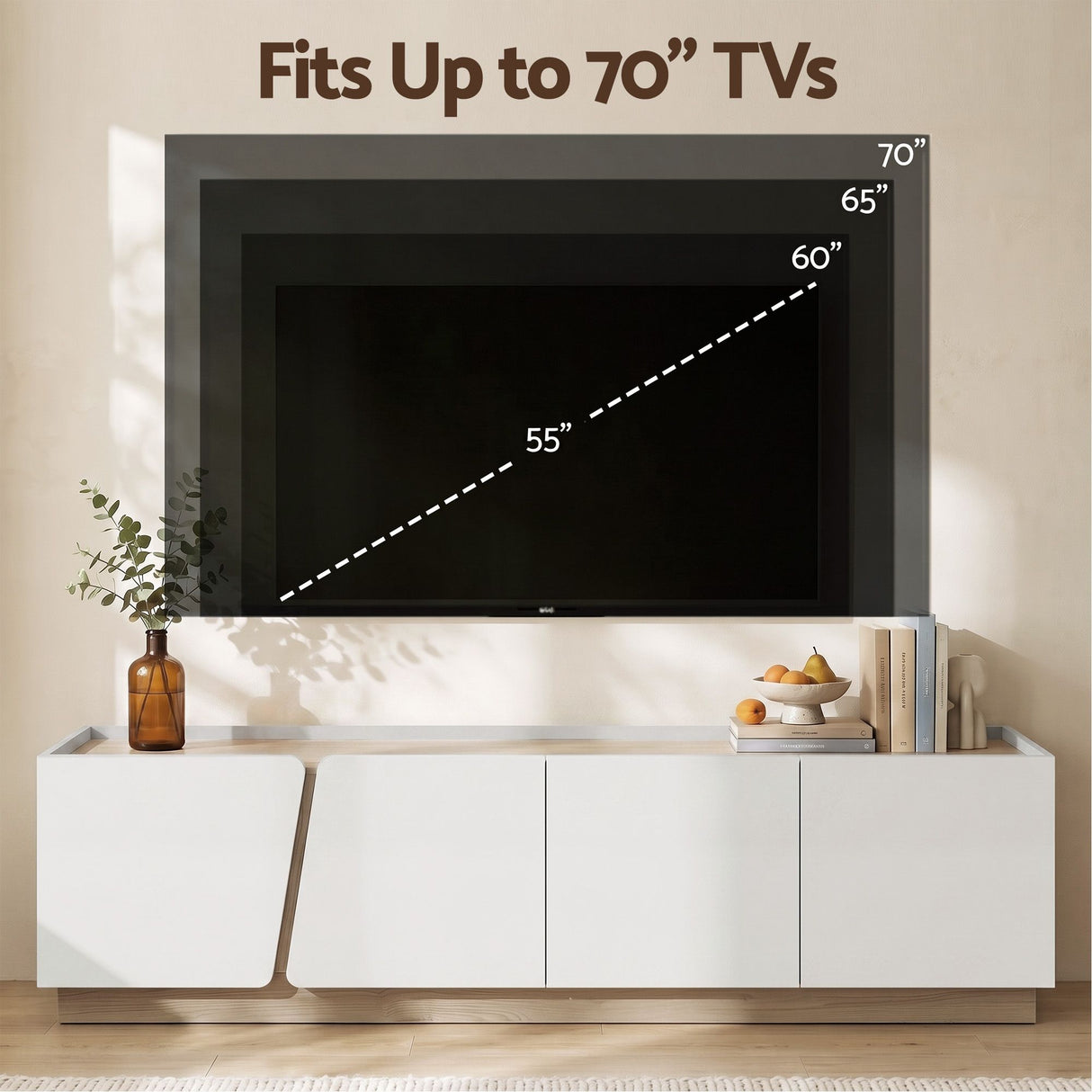 St Marys 180cm Entertainment Unit, White and Oak