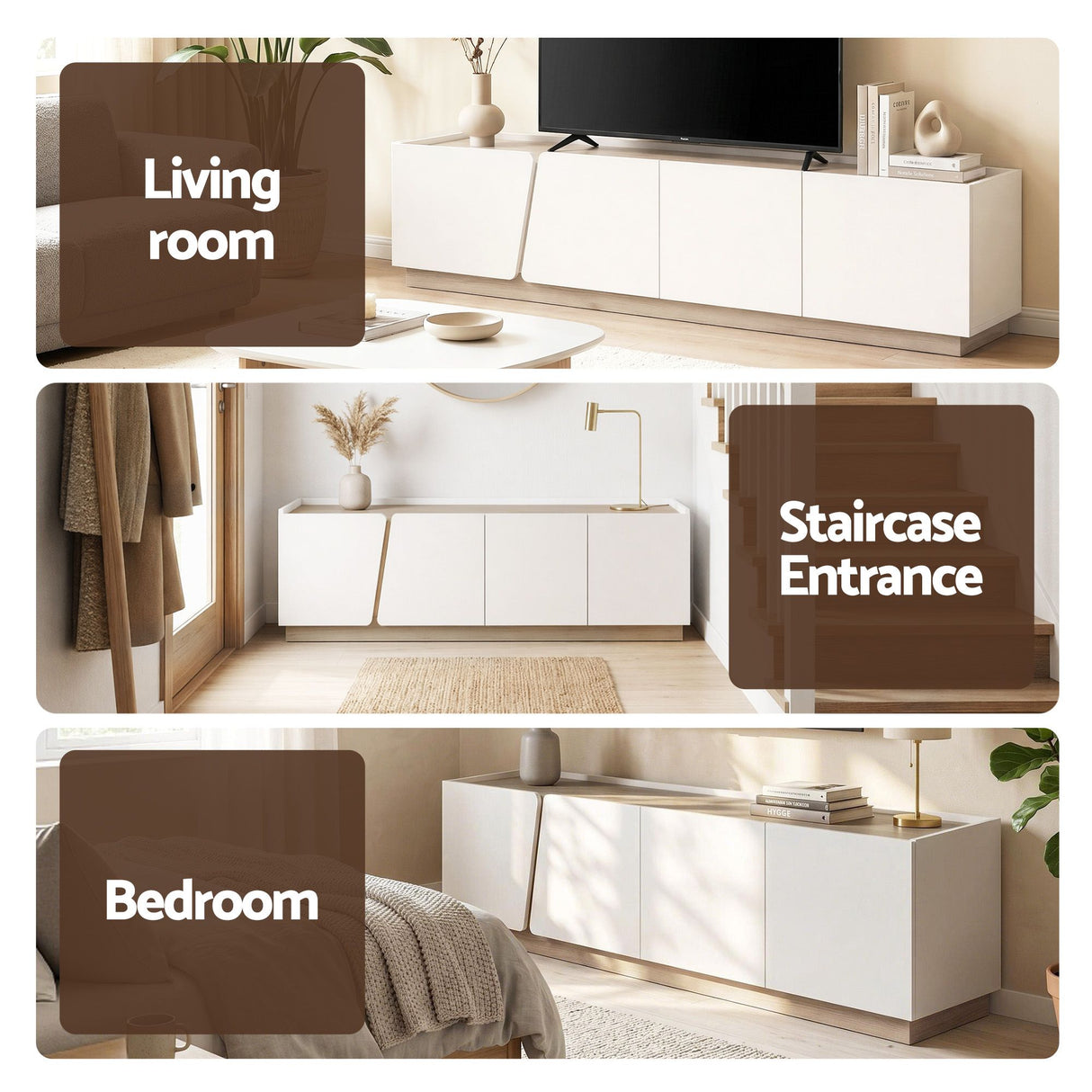 St Marys 180cm Entertainment Unit, White and Oak