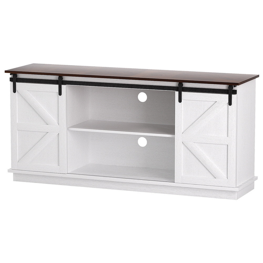 Alawoona 2 Door Buffet Sideboard, White and Walnut
