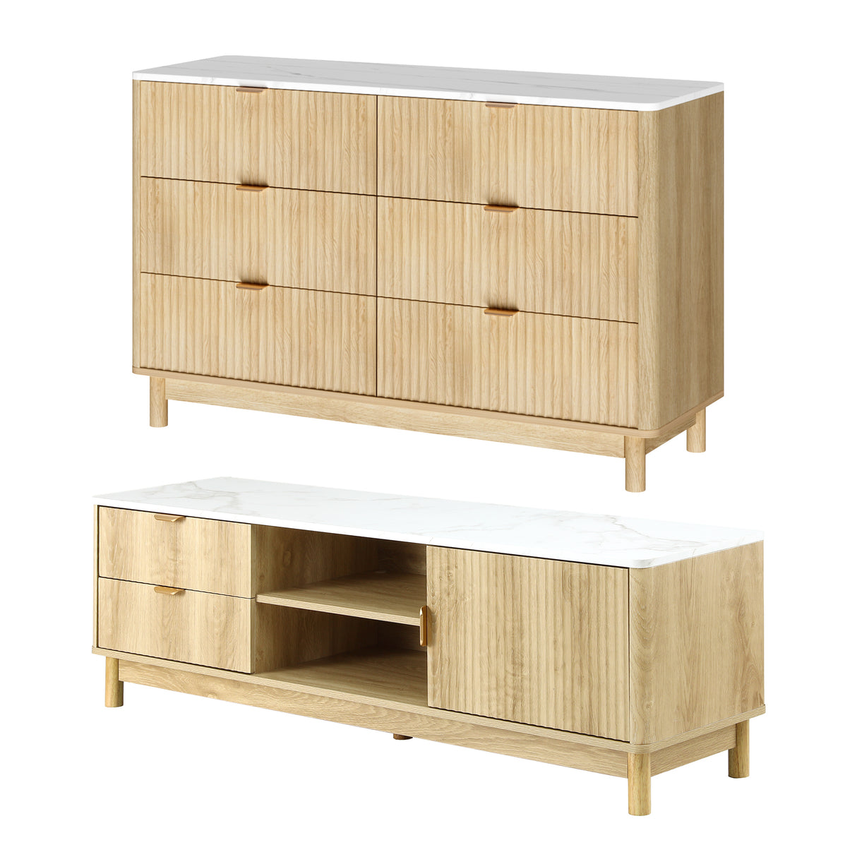 Westbury 150cm TV Unit and Chest of Drawers Set, Pine