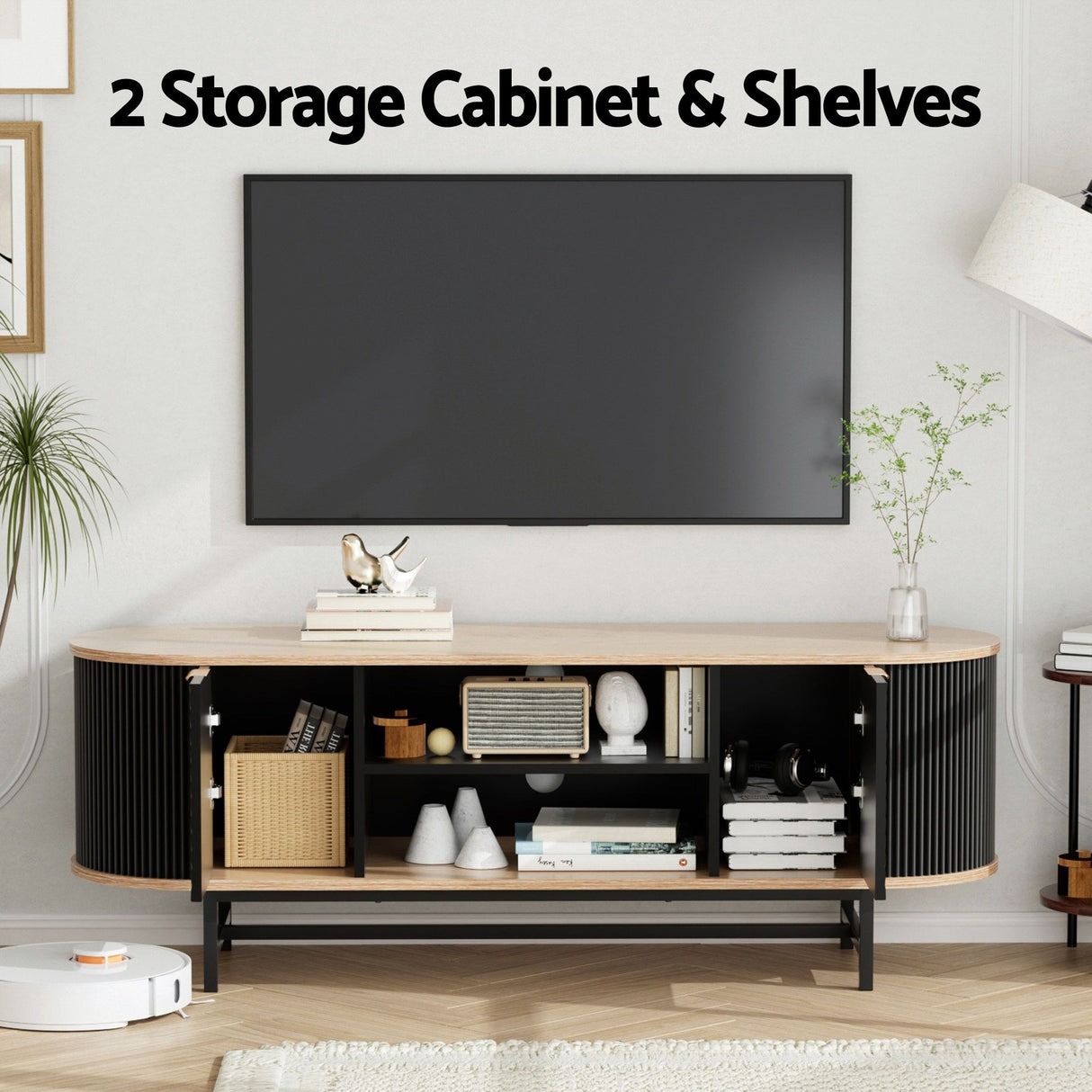 Beaconsfield 140cm TV Unit and Coffee Table Set, Black and Pine