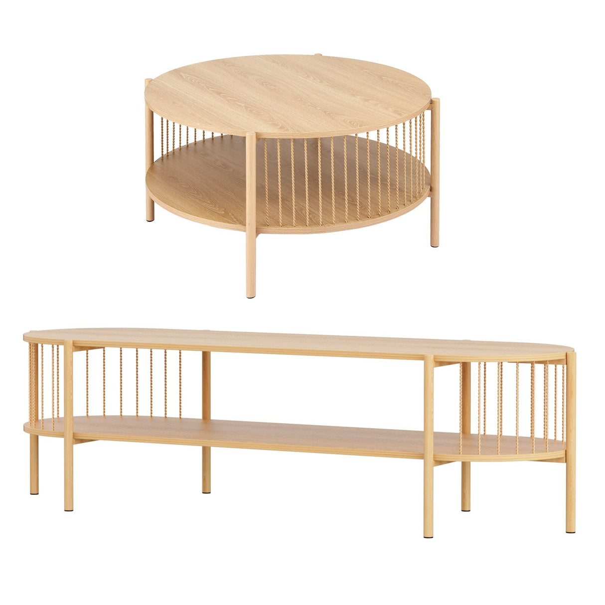 Beaconsfield 148cm TV Unit and Coffee Table Set, Pine