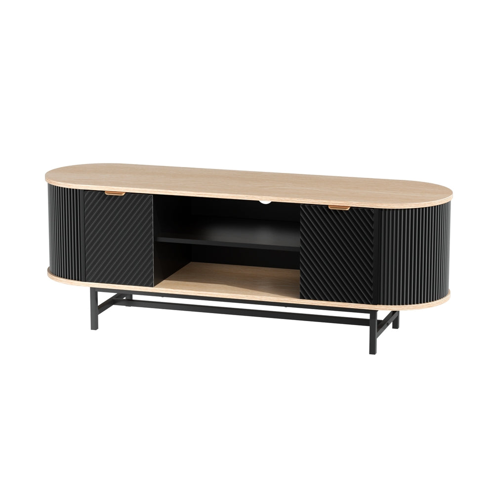 Rosebery 140cm Entertainment Unit, Black and Pine