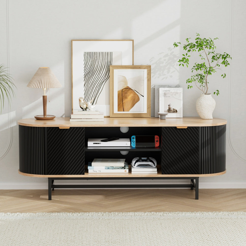 Rosebery 140cm Entertainment Unit, Black and Pine