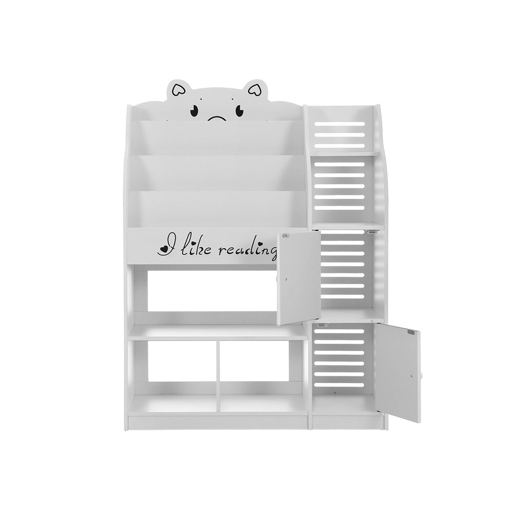Kids Bookshelf with Storage Cabinets, 4 Tier White