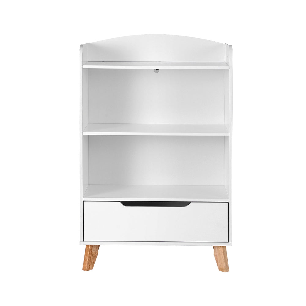 Kids Bookshelf with Storage Drawer, 3 Tier White