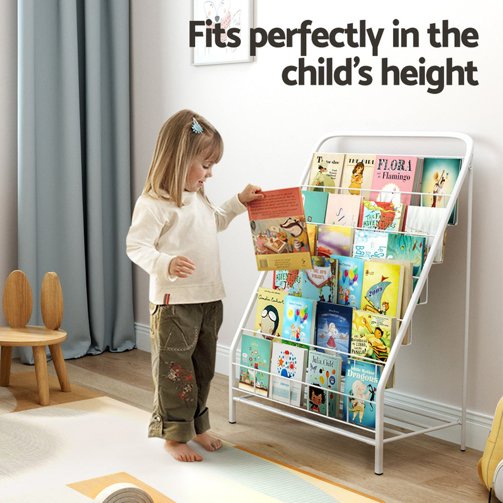 Kids Foldable Bookshelf, 6 Tier White