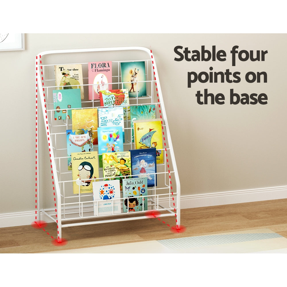 Kids Foldable Bookshelf, 6 Tier White