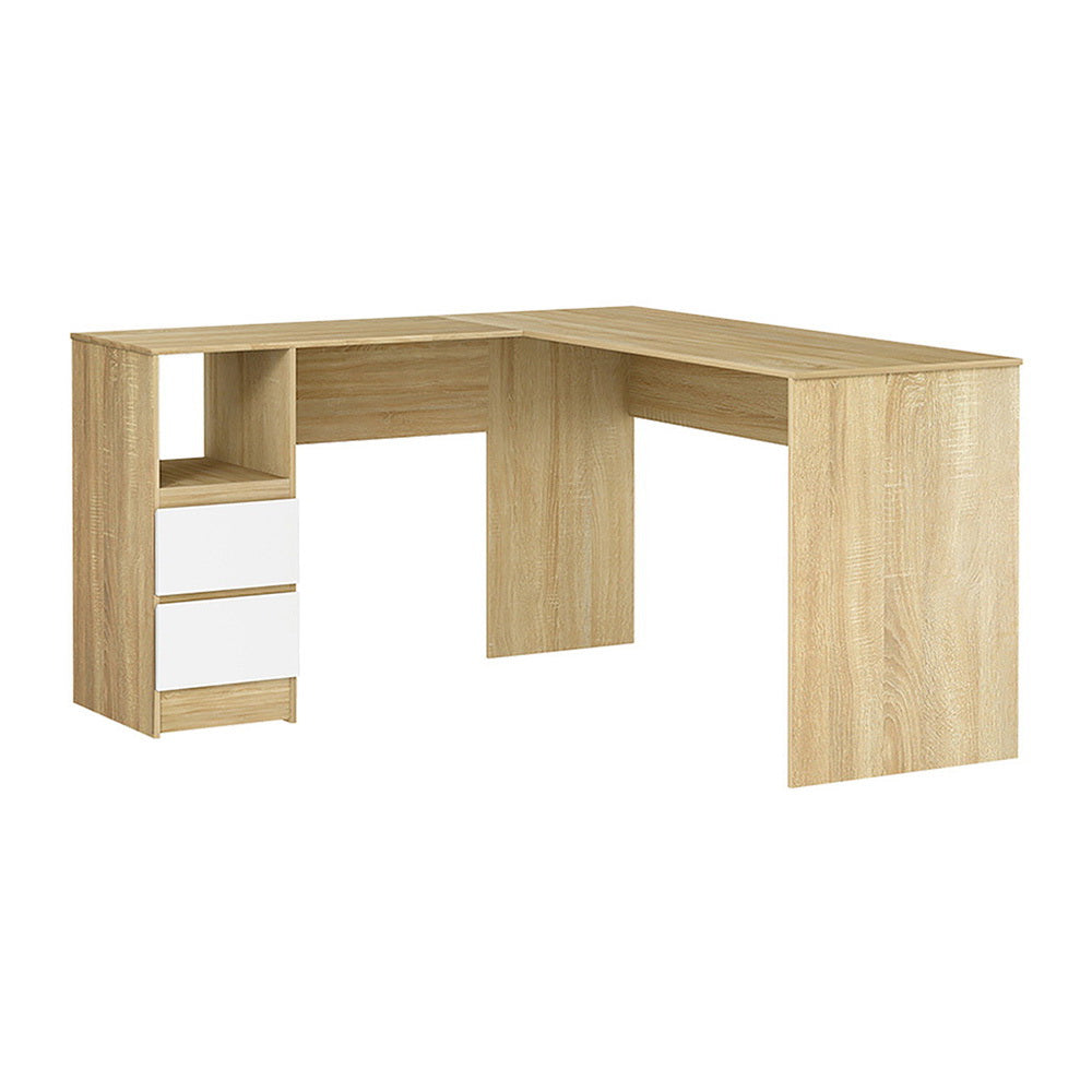 Rivett oak corner desk in a home office