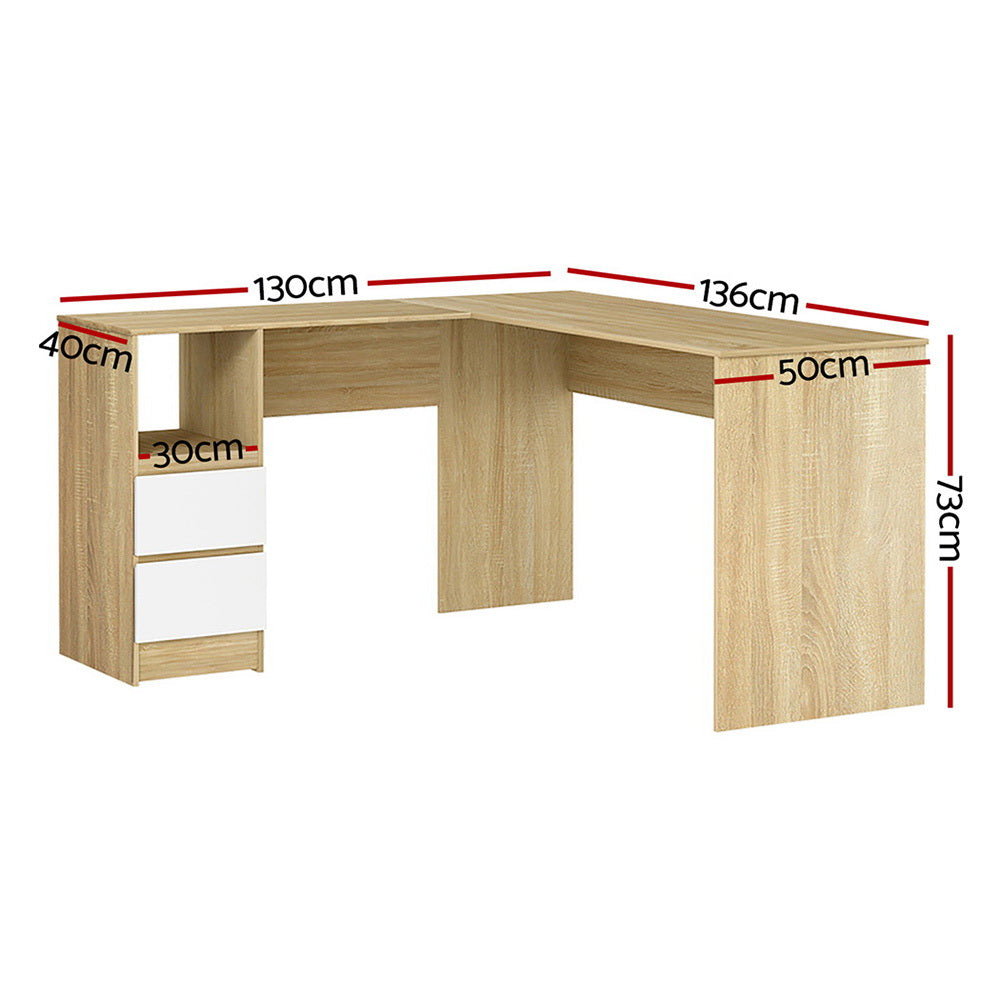 Rivett oak corner desk in a home office