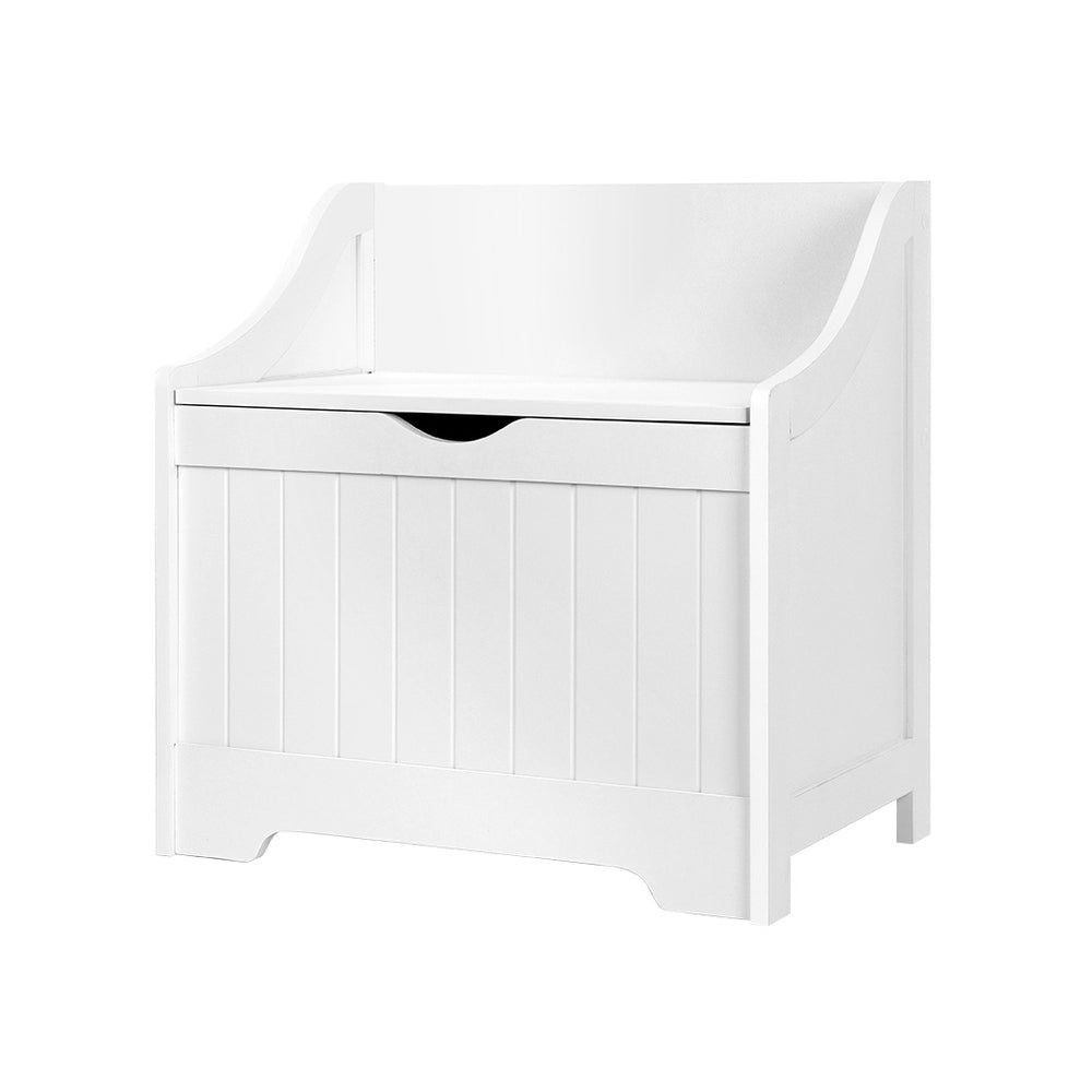 White square kids toy box storage chest and bench seat