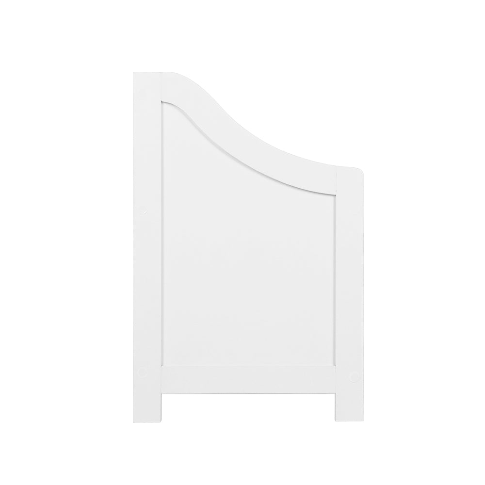 White toy box with soft closing hinge detail