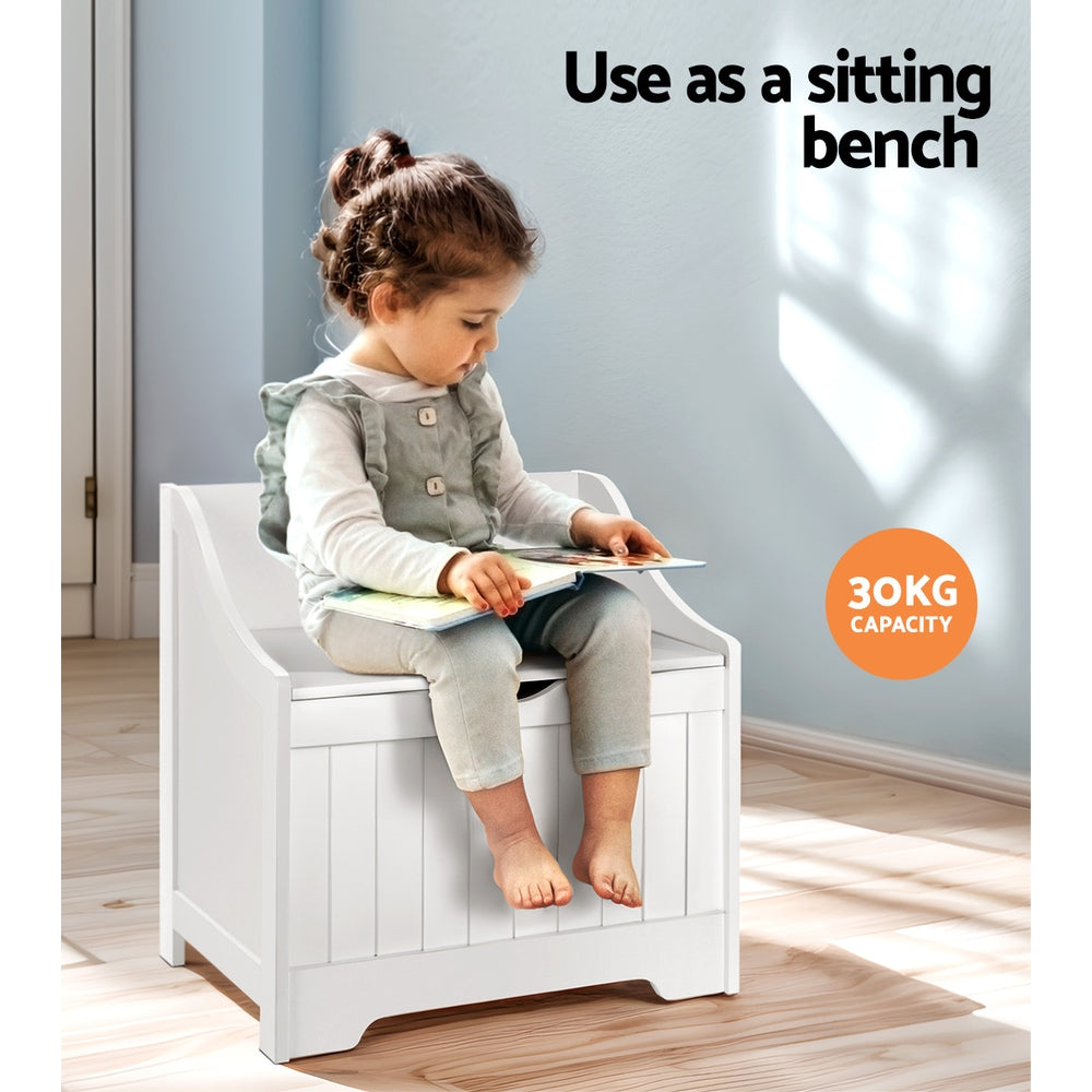 Flush air gap handle on white kids toy box