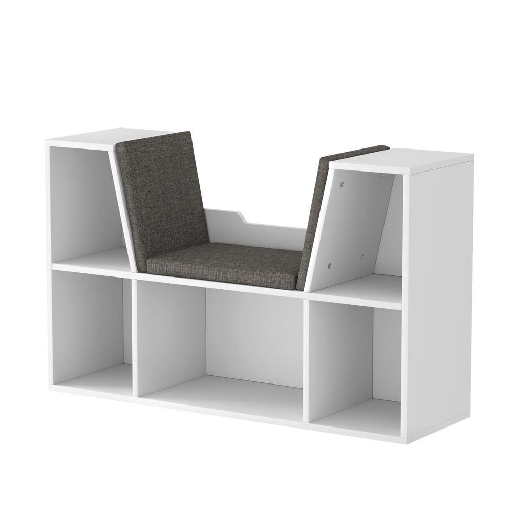 Kids Bookcase with Storage Seat, White