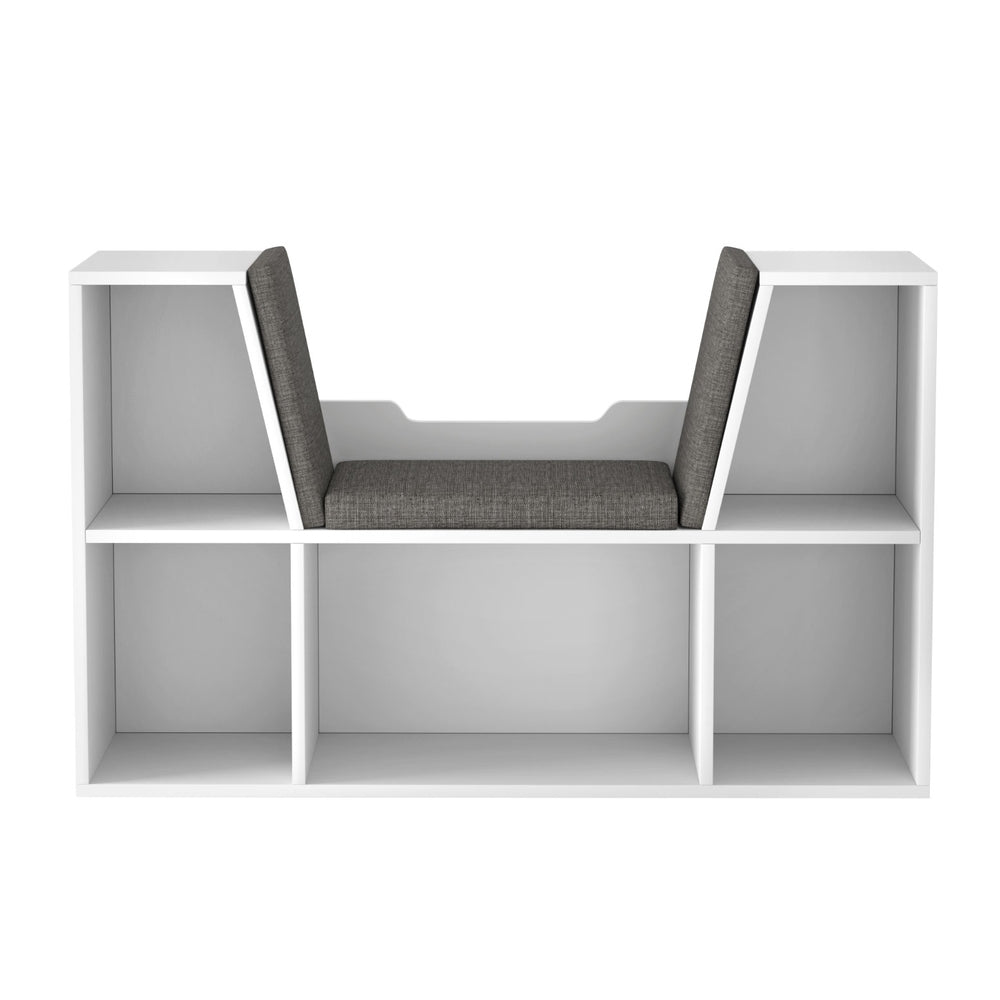 Kids Bookcase with Storage Seat, White