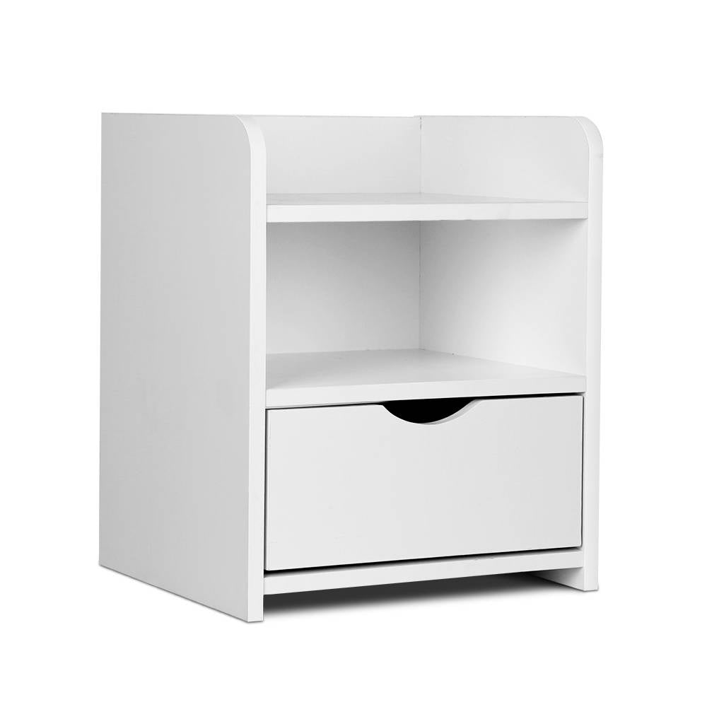 Wilsons Creek Bedside Table with Drawer and Shelf, White