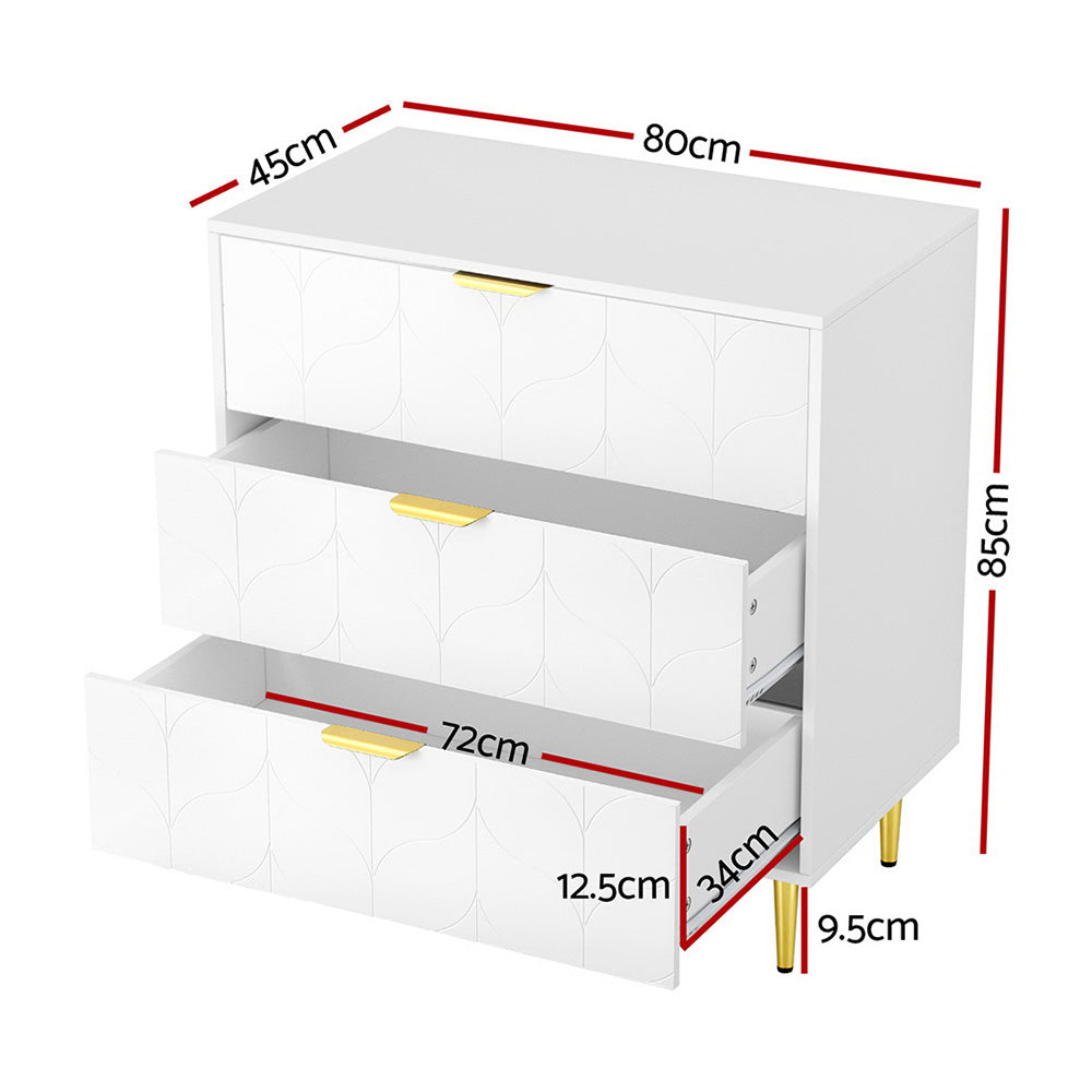 Maldon 3 Drawer Chest of Drawers, White