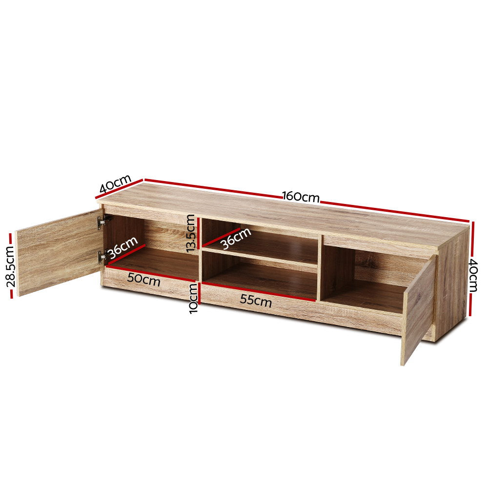 Triabunna 160cm pine entertainment unit with open and closed storage in a modern living room