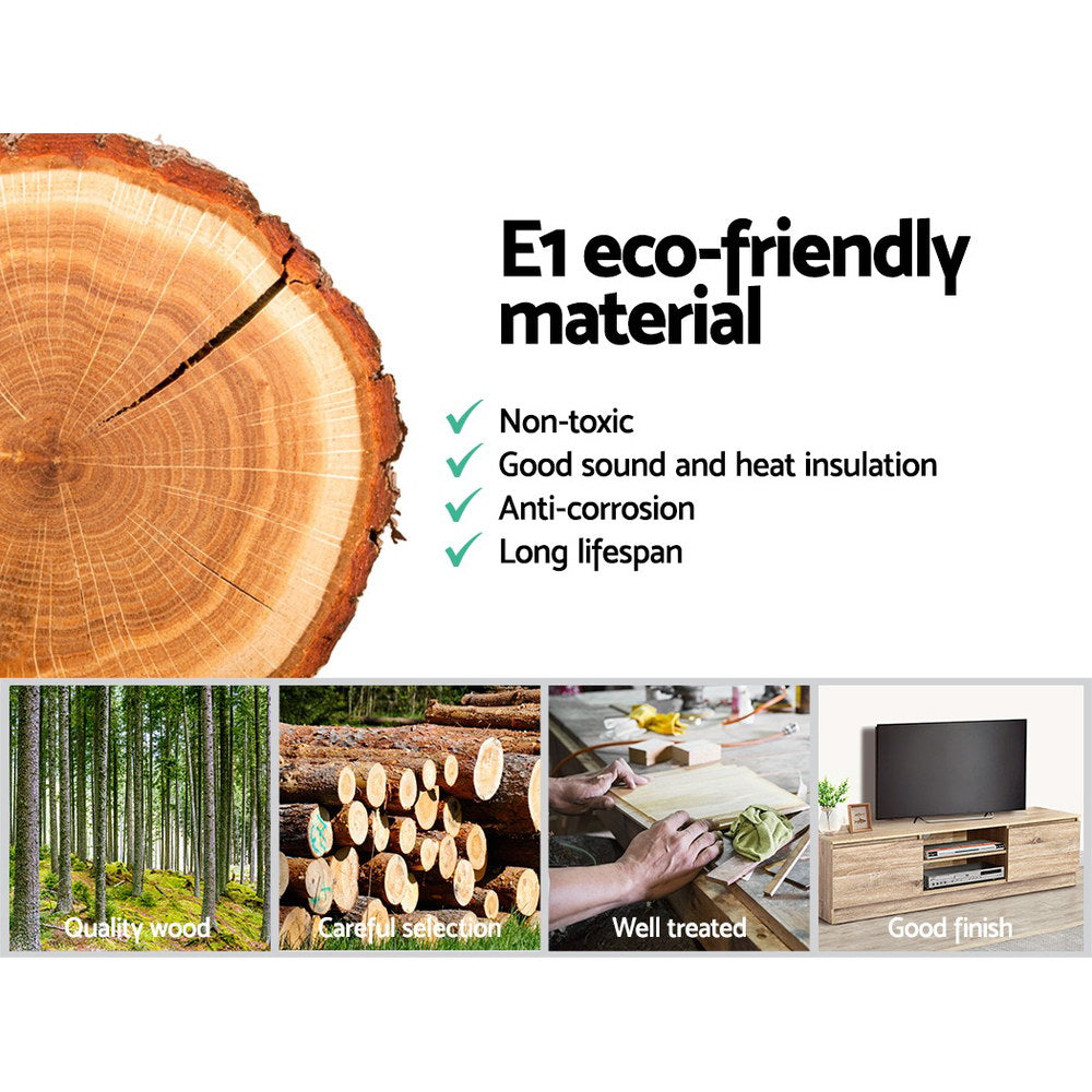 Triabunna 160cm pine entertainment unit with open and closed storage in a modern living room