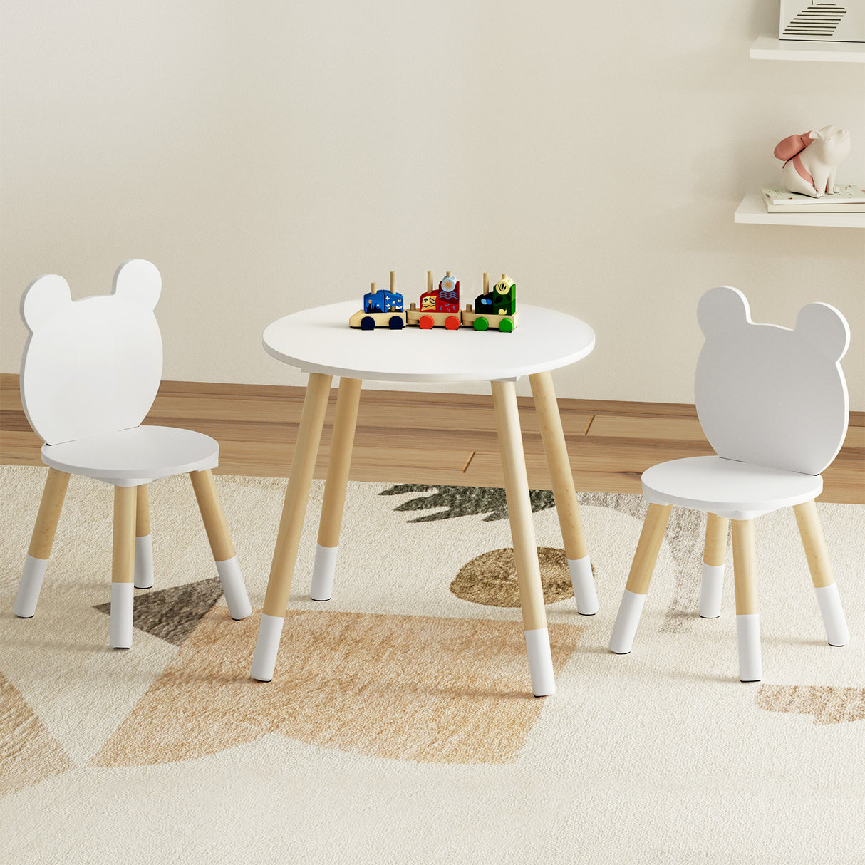 Kids Table and 2 Chairs Set, White