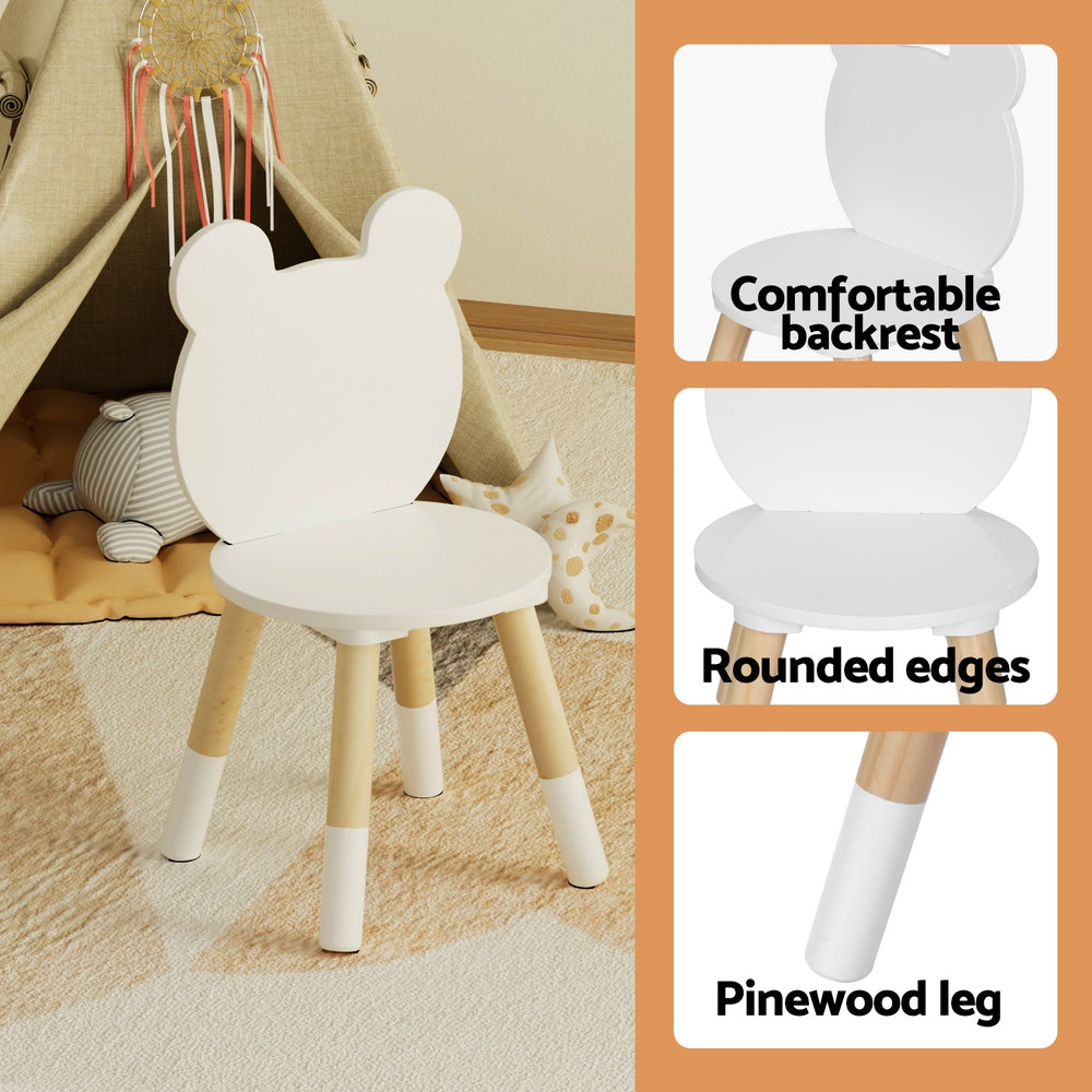Kids Table and 2 Chairs Set, White