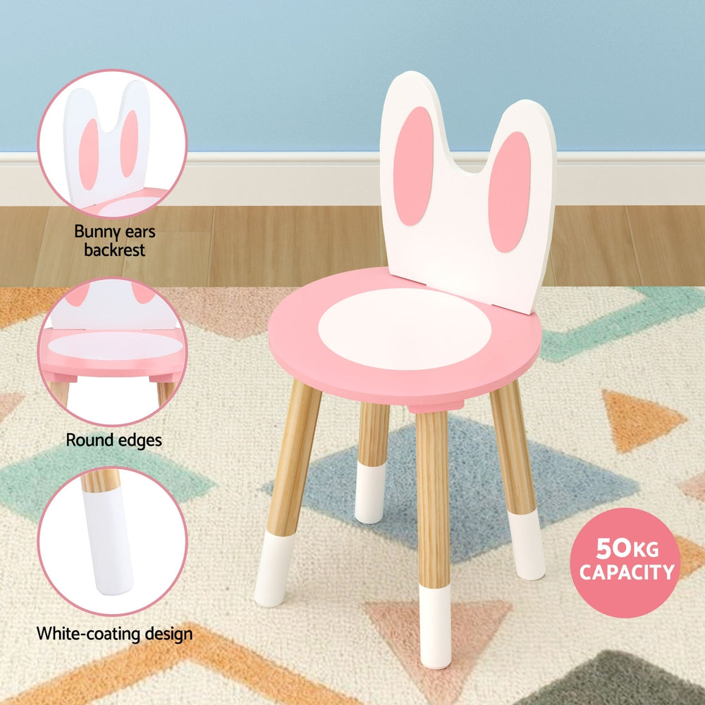 Kids bunny dressing table and stool set in pink