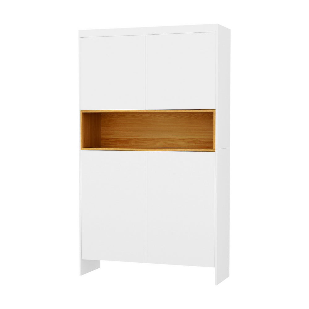 Moyston 9 Tier Shoe Cabinet, White and Pine image 2