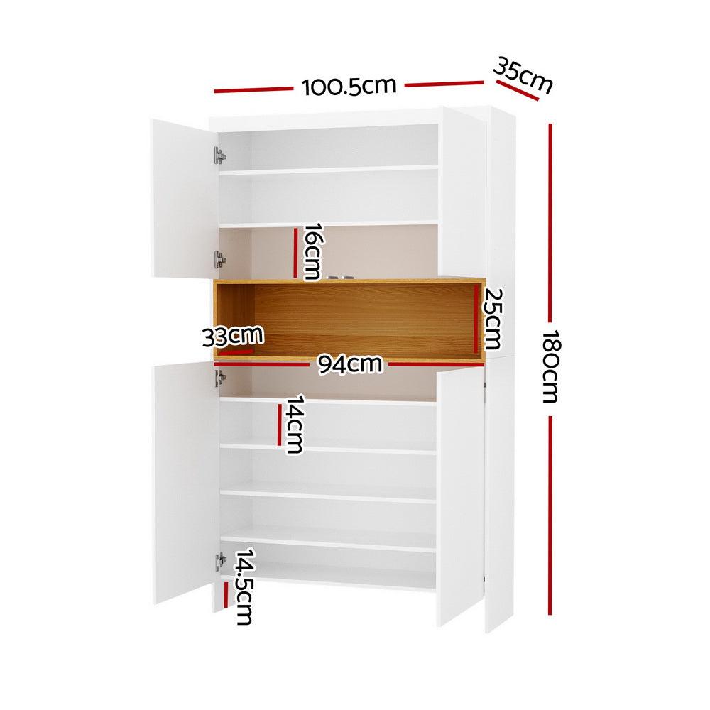 Moyston 9 Tier Shoe Cabinet, White and Pine image 3
