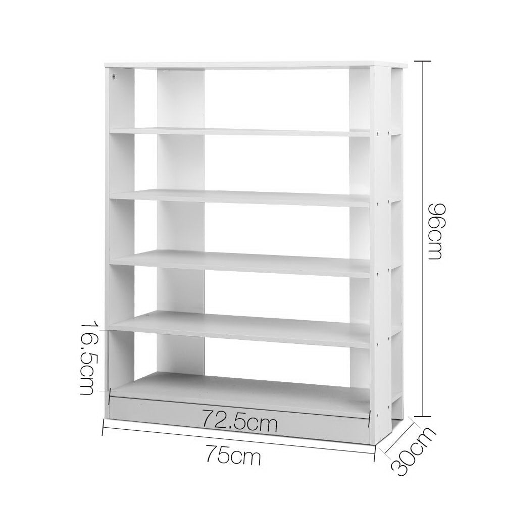 Artiss 6-Tier 30-Pair White Shoe Rack Cabinet — Modern Entryway Storage — Allure Home Collections
