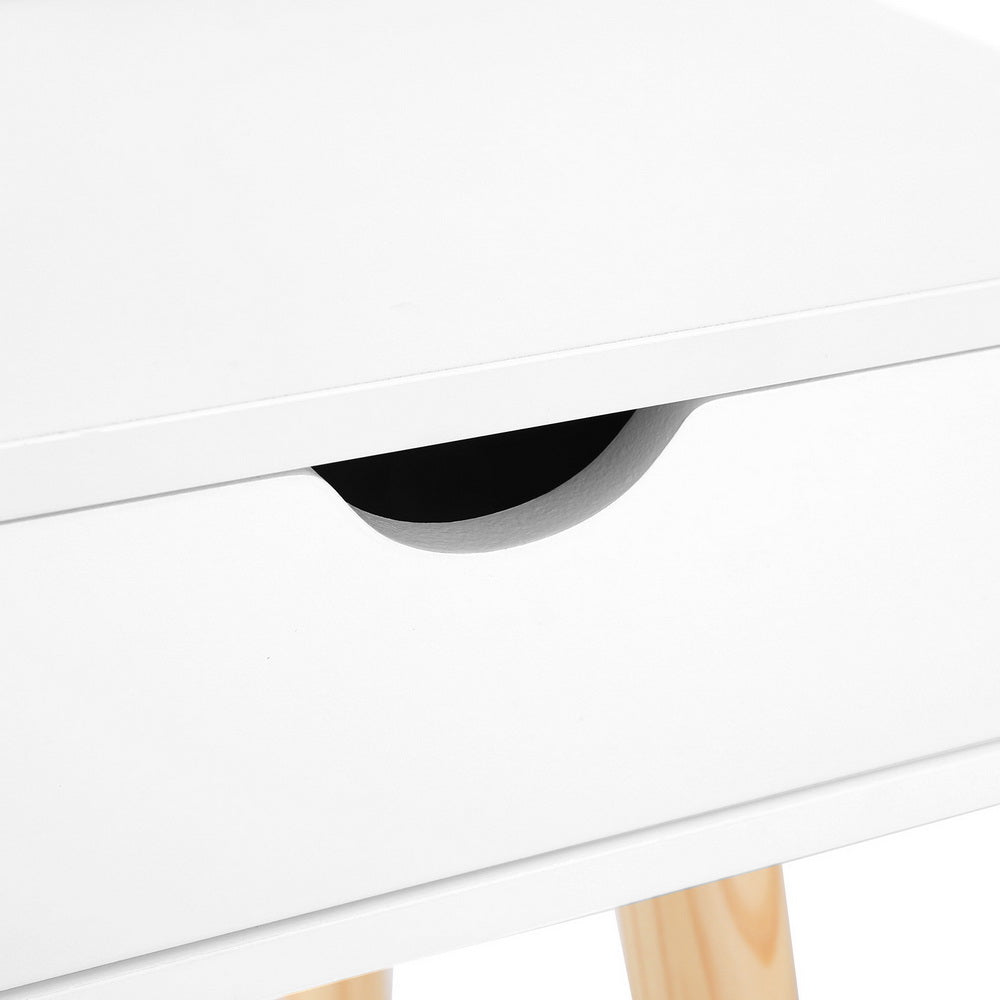 Kids dressing table and stool set with mirror in white