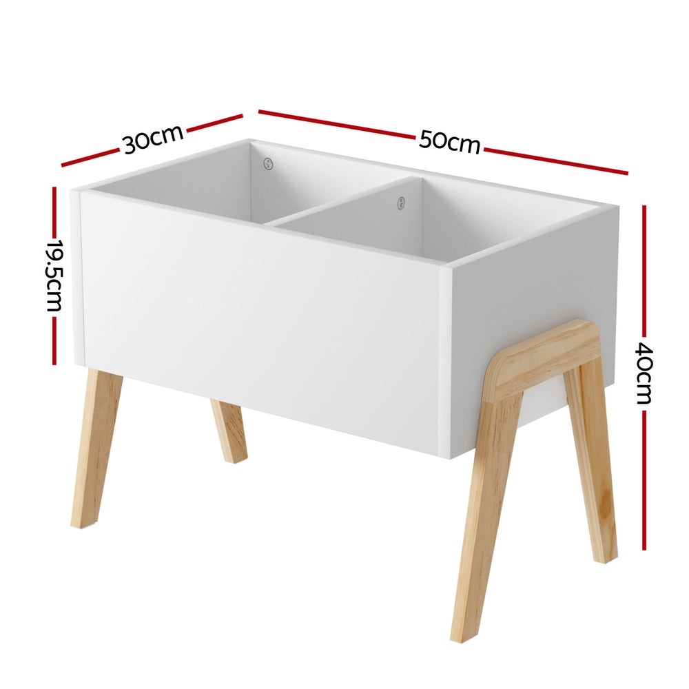 Wooden toy box with two storage compartments