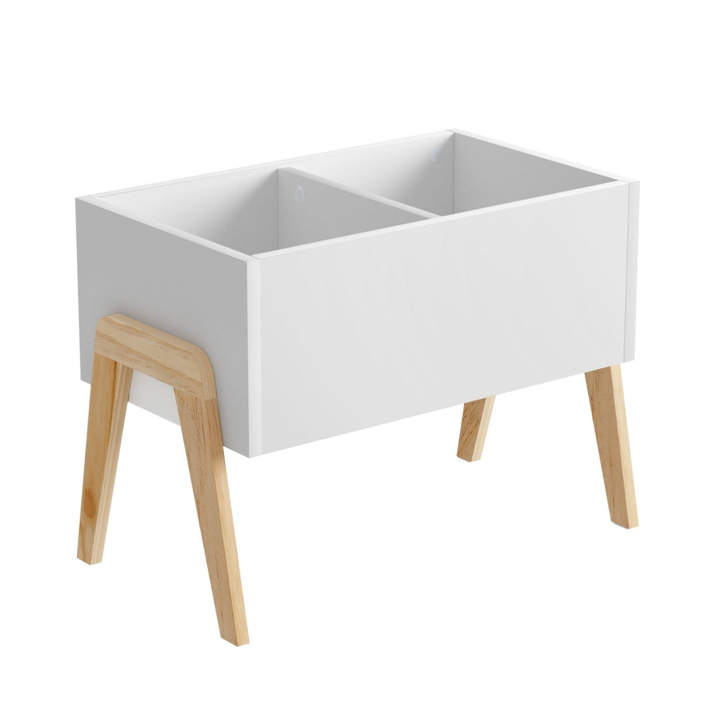 White toy box with solid pine legs