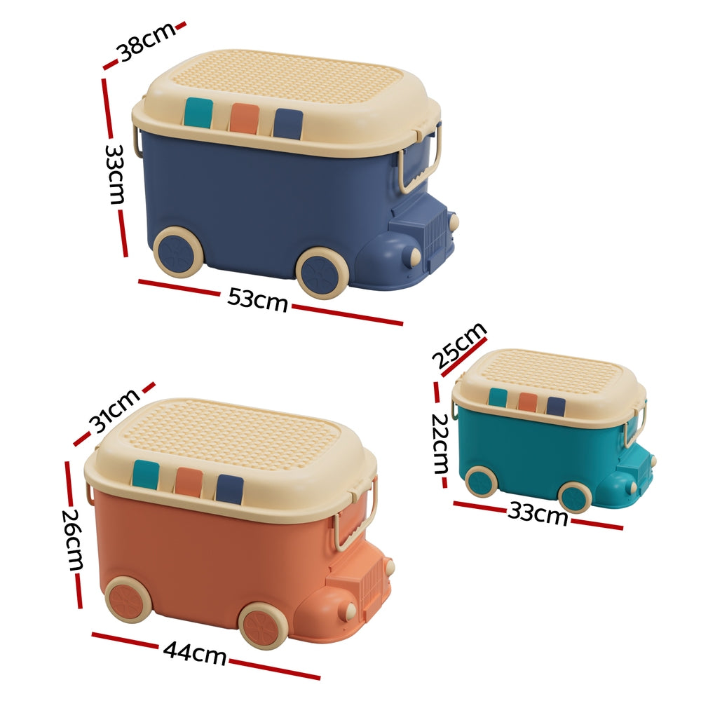 Car shaped toy storage box with rolling wheels