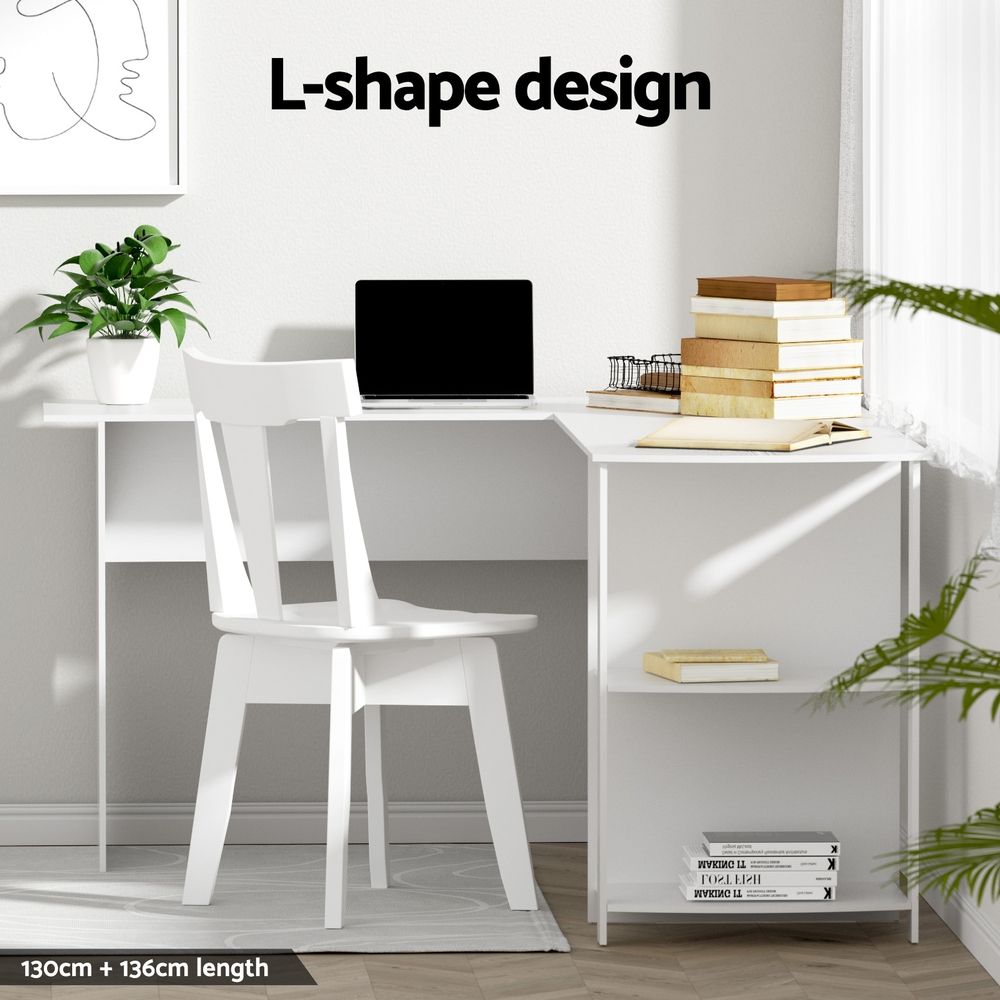 Lyons Office Desk, White 136cm