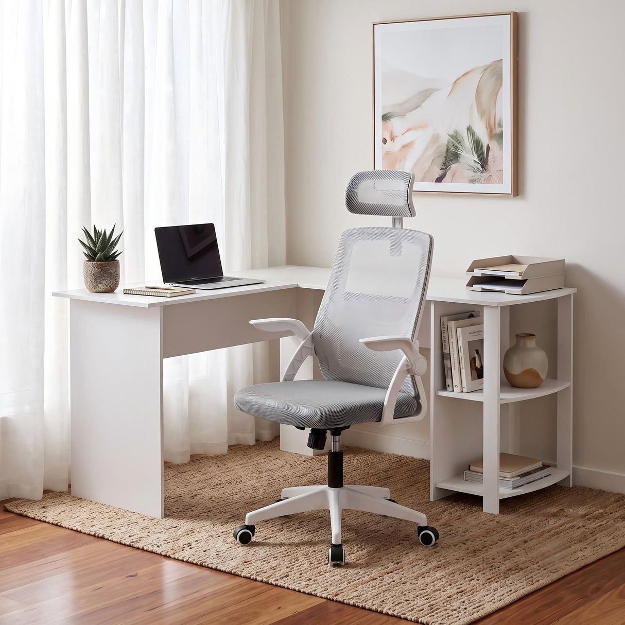 Lyons Office Desk, White 136cm
