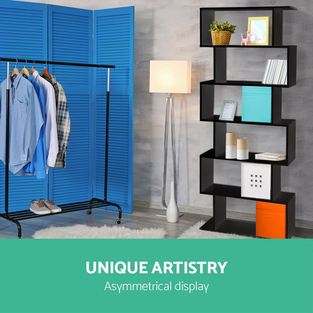 Artiss RIVA Black 6-Tier Bookshelf