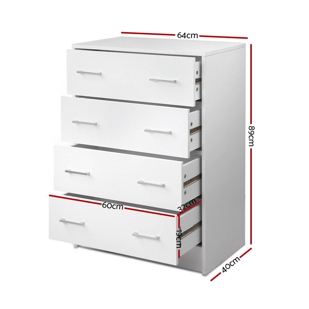 Burrawang 4 Drawer Tallboy, White