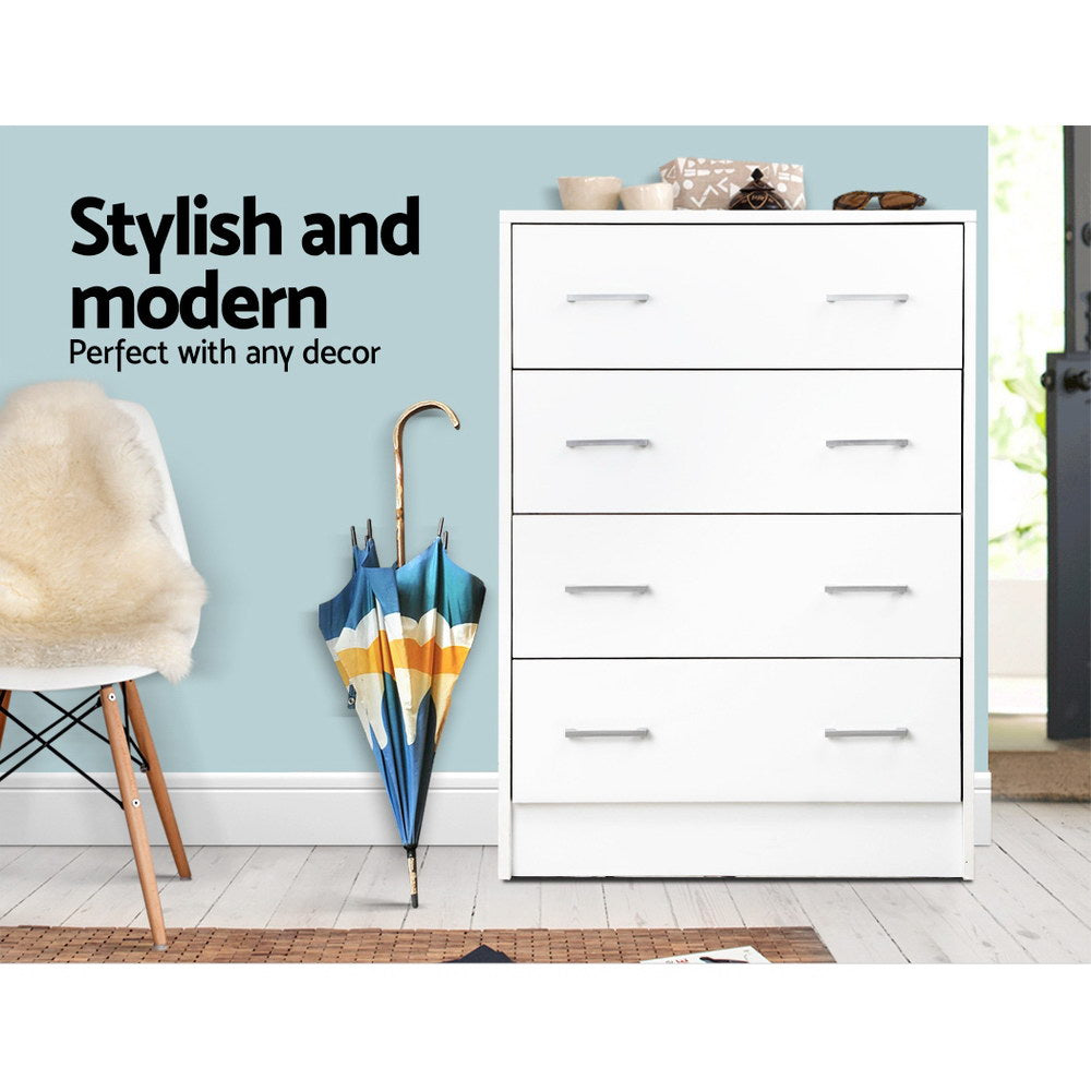 Burrawang 4 Drawer Tallboy, White