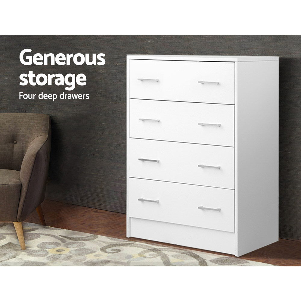 Burrawang 4 Drawer Tallboy, White