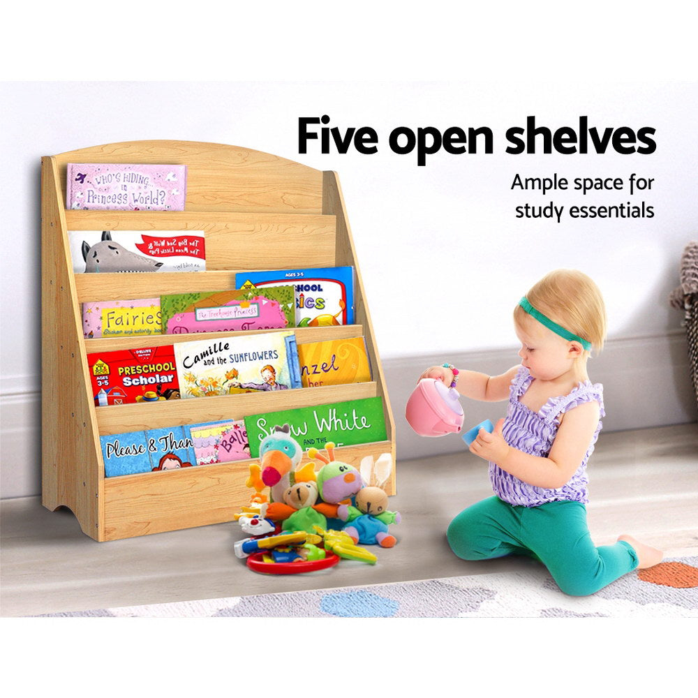 Kids Bookshelf, 5 Tier Brown