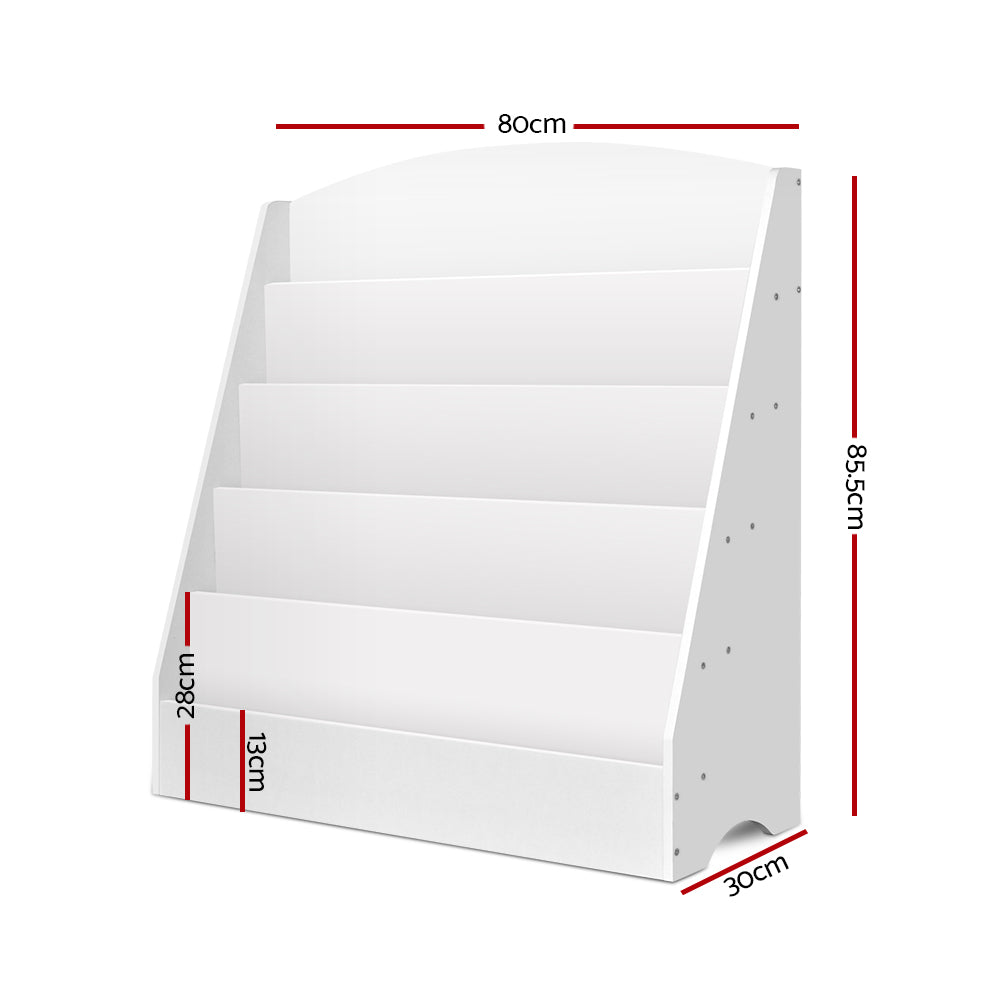 Kids Bookshelf, 5 Tier White