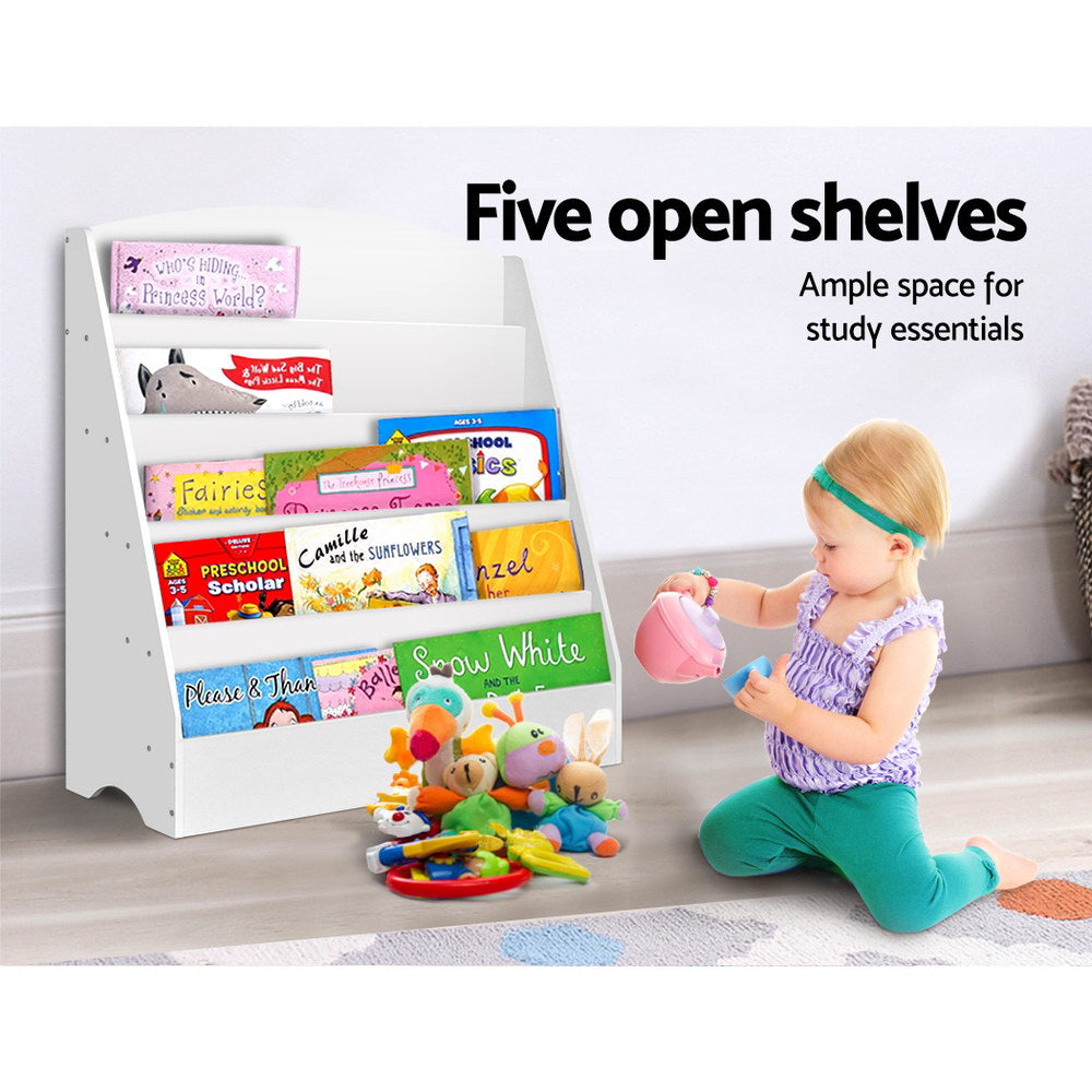 Kids Bookshelf, 5 Tier White