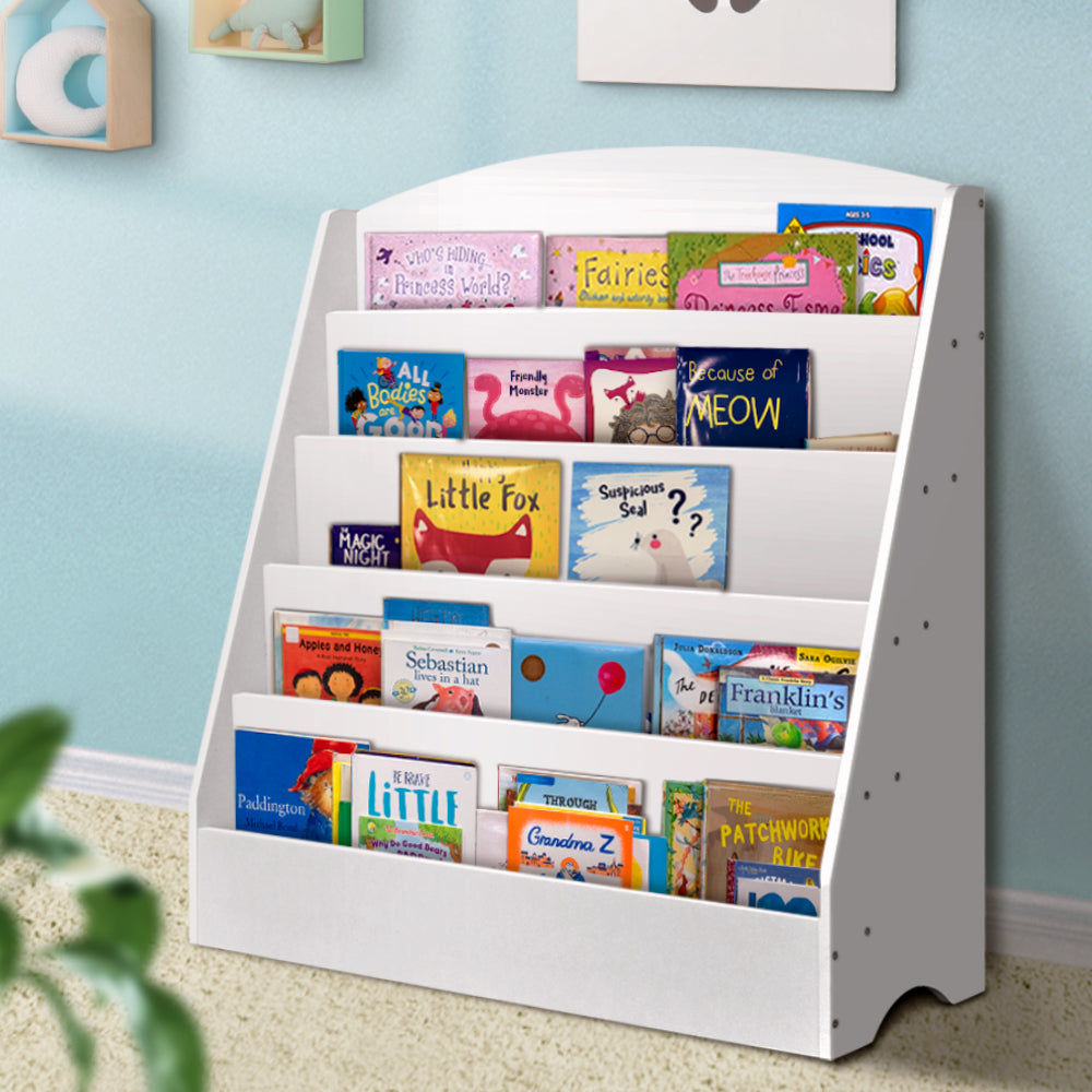 Kids Bookshelf, 5 Tier White