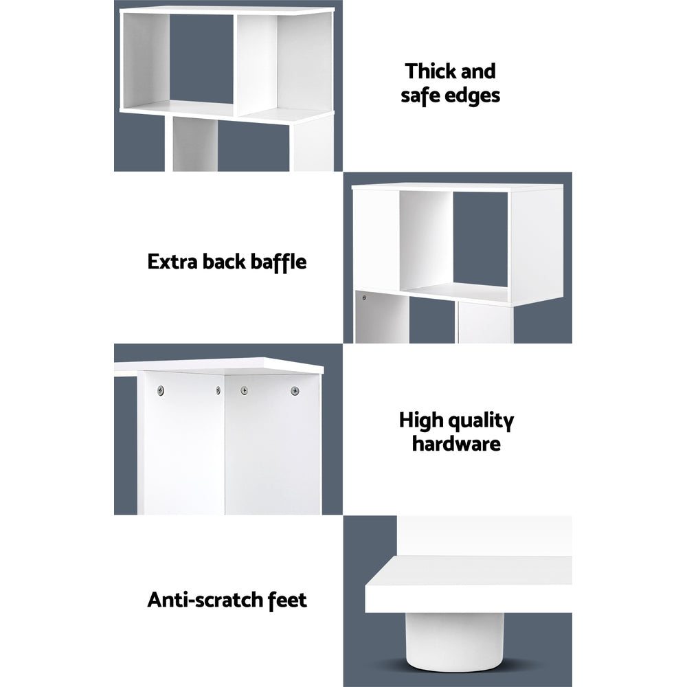 Artiss NINA White 3-Tier Zig-Zag Bookshelf