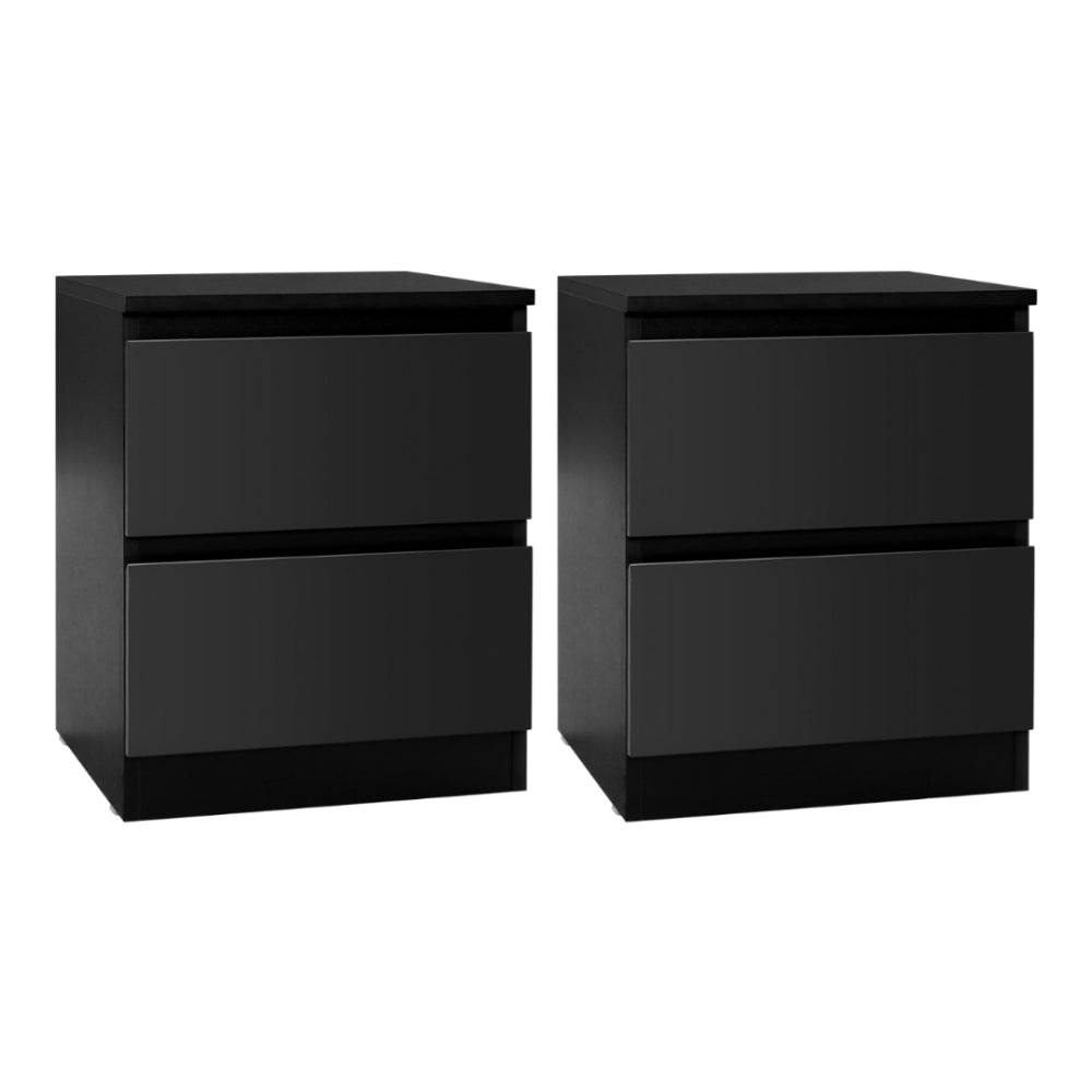 Alstonville 2 Drawer Bedside Table, Black 2pcs
